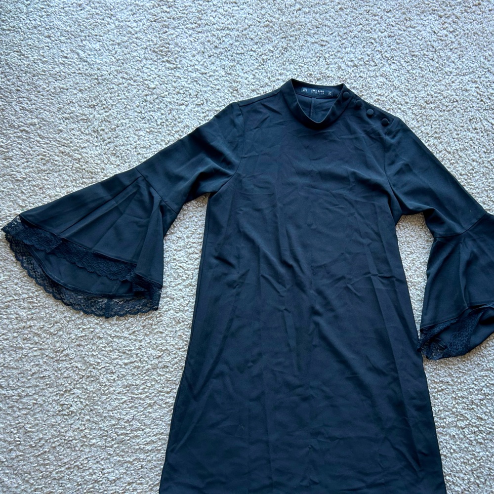 Zara Black Bell Sleeve Dress